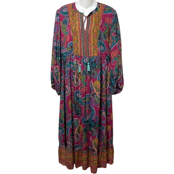 NWOT WORLD MARKET Floral Paisley Boho Midi Dress S/M - Picture 1 of 8